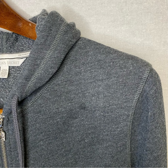 Victoria's Secret Angel Grey Sweatshirt Fleece Zipper Hoodie Women's Size Small - Picture 4 of 15
